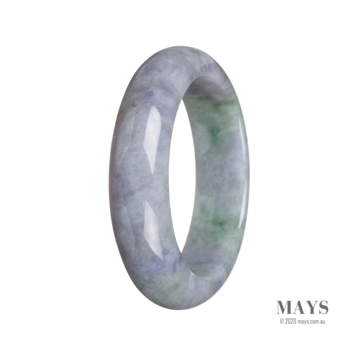 A close-up image of a lavender-colored bracelet made with real grade A lavender and adorned with a green Jadeite Jade half moon charm. Perfect for adding a touch of elegance to any outfit.