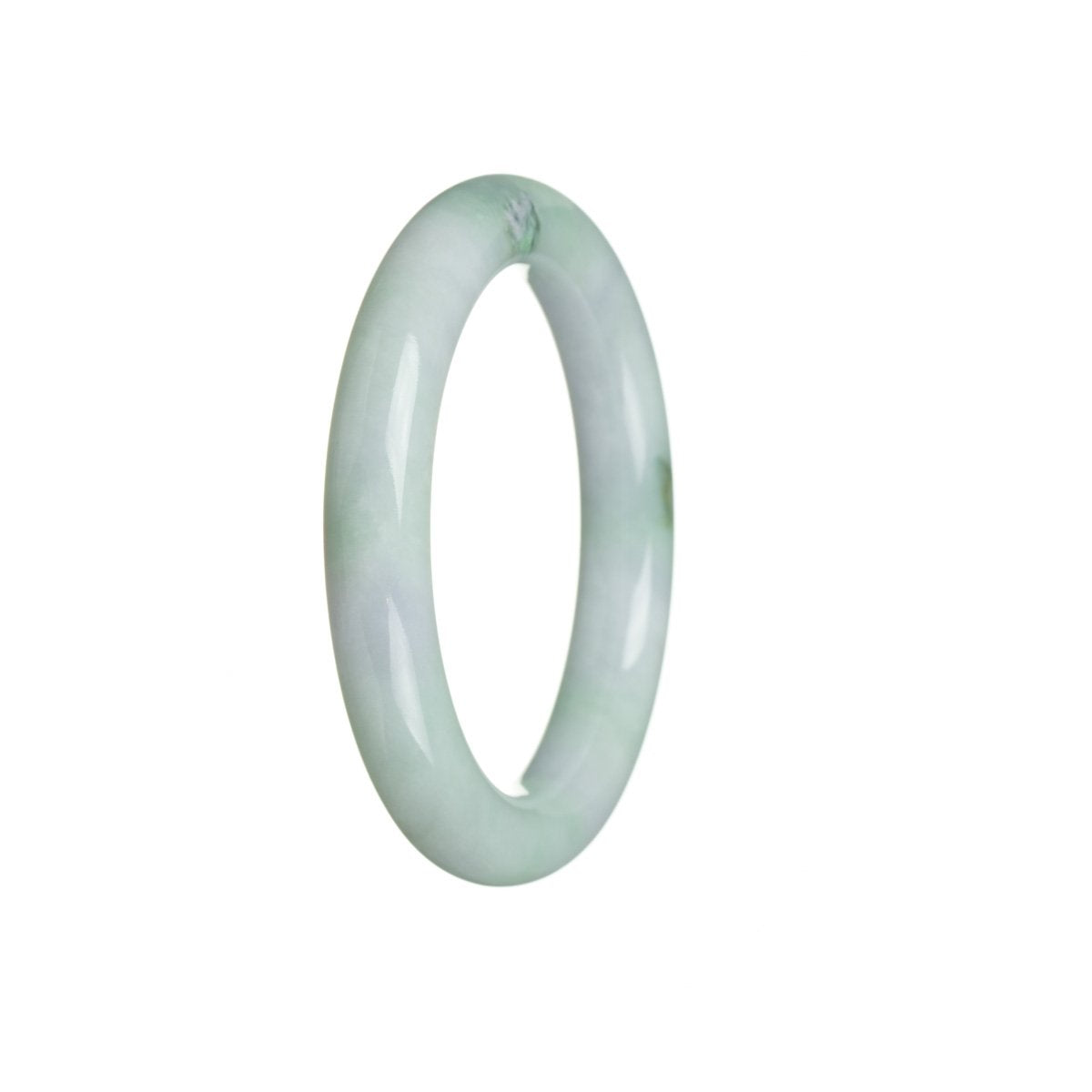 A round bangle bracelet made of genuine Grade A green jadeite with hints of lavender, measuring 51mm in diameter, from the MAYS™ collection.