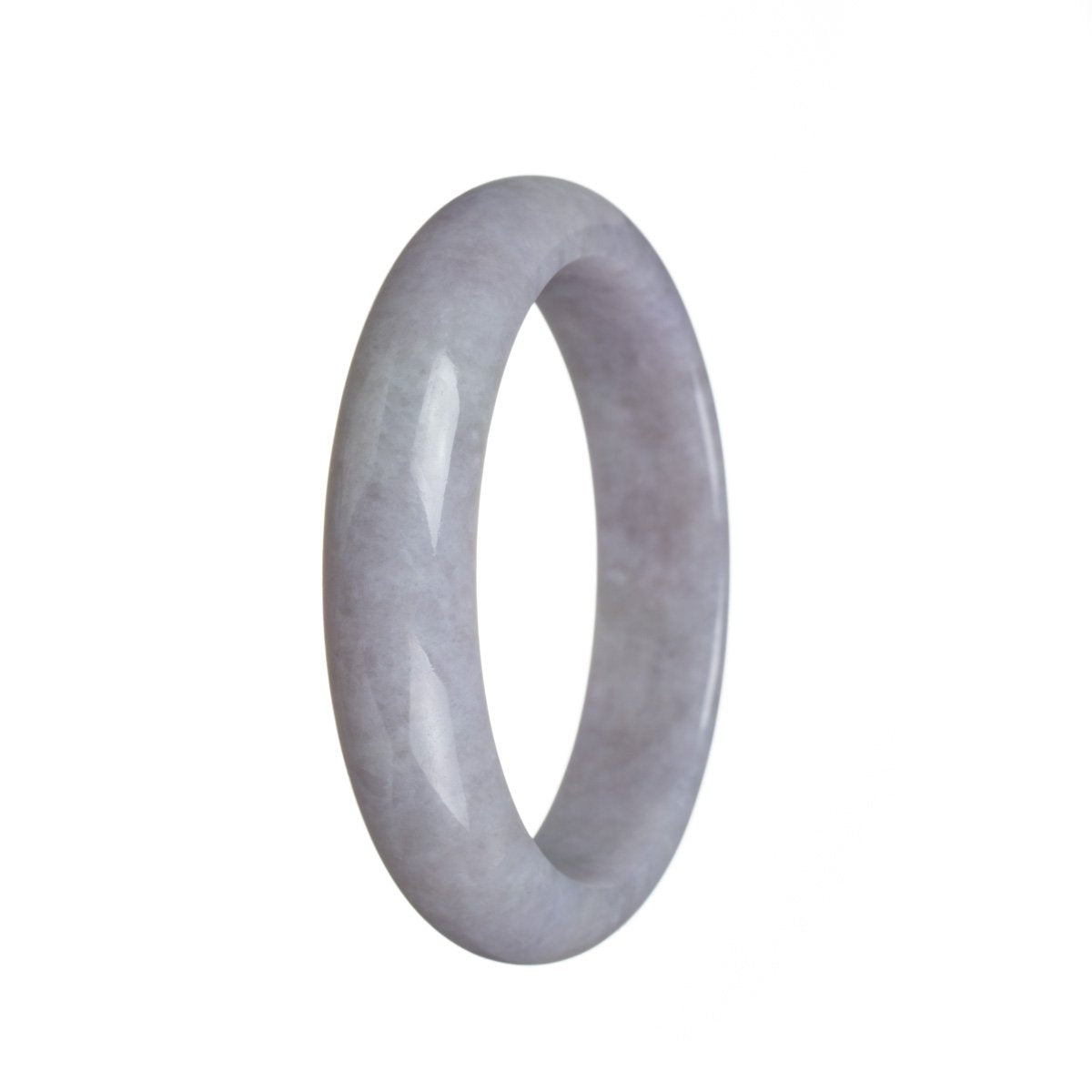 An elegant lavender jadeite jade bangle bracelet, featuring a half-moon shape, graded as A quality. Perfect for adding a touch of sophistication to any outfit.