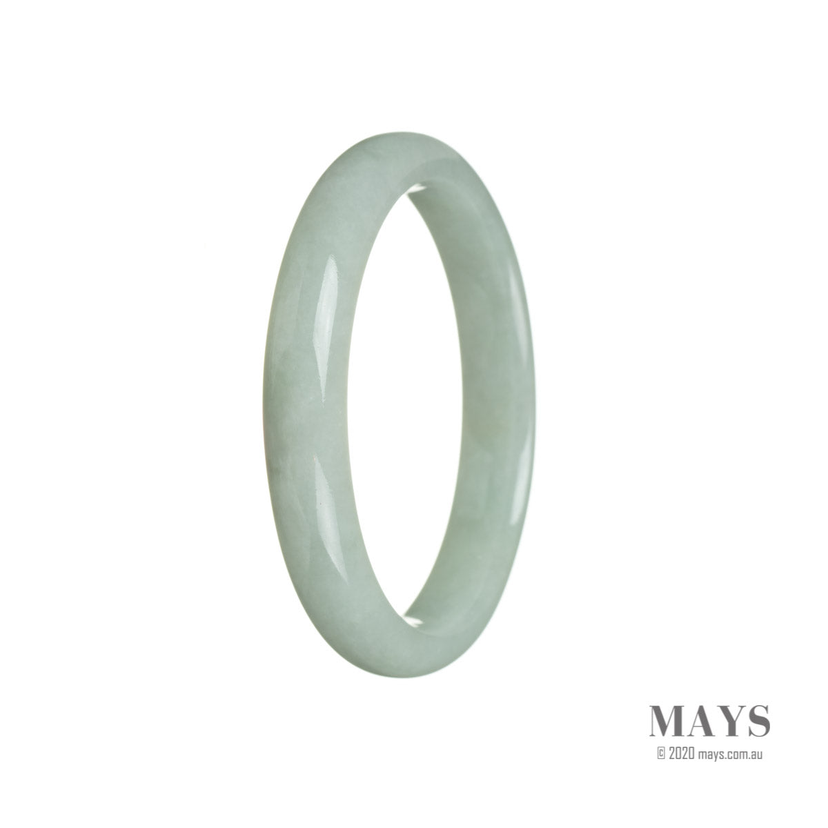 A light green jade bracelet with a semi-round shape, untreated and natural. Perfect for adding a touch of elegance and tranquility to any outfit. From the MAYS™ collection.