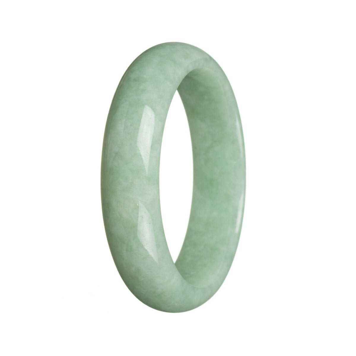 A beautiful green jade bangle bracelet with a half-moon design, crafted from high-quality Grade A jade. Perfect for adding a touch of elegance to any outfit.