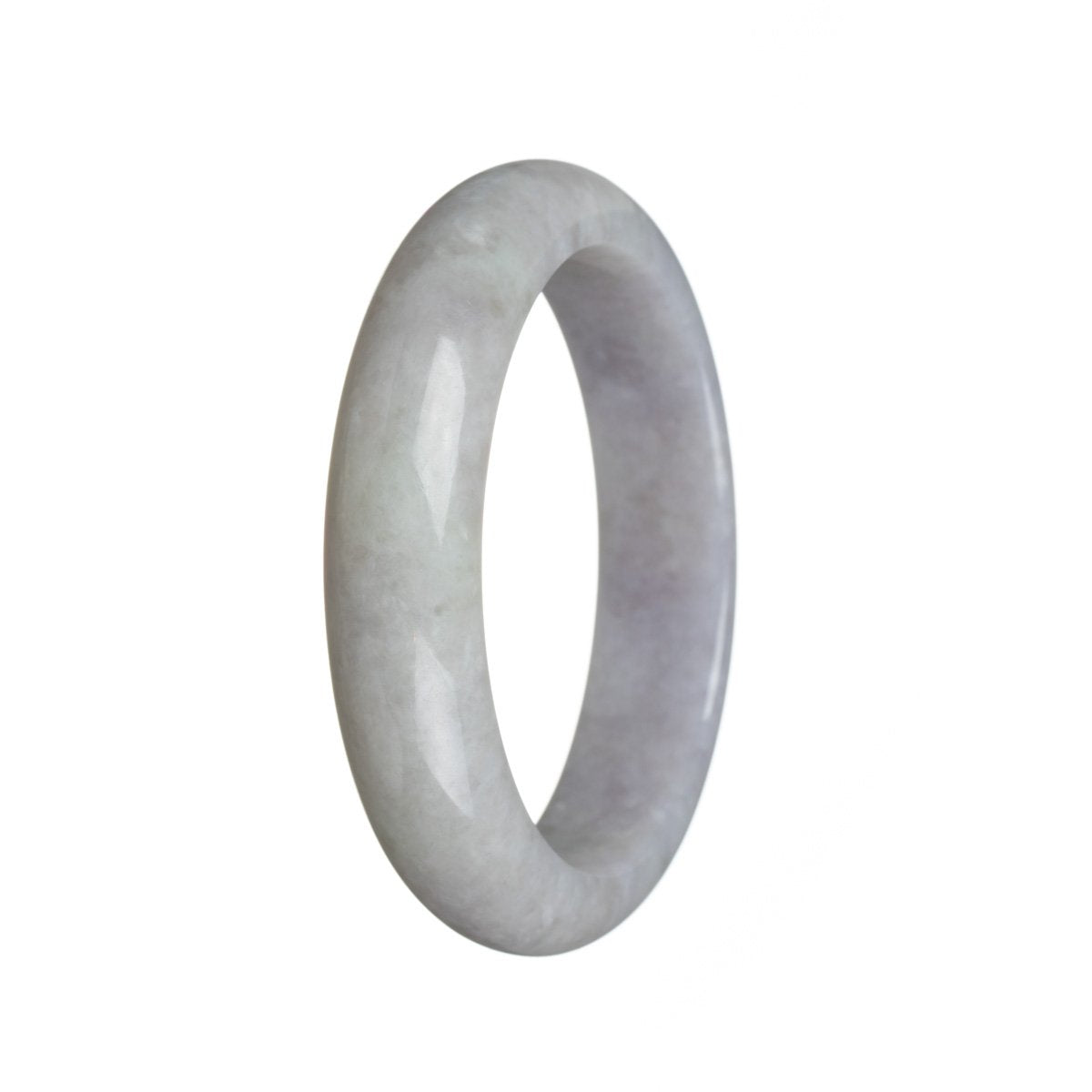 A lavender jadeite bangle with a semi-round shape, measuring 61mm in diameter.
