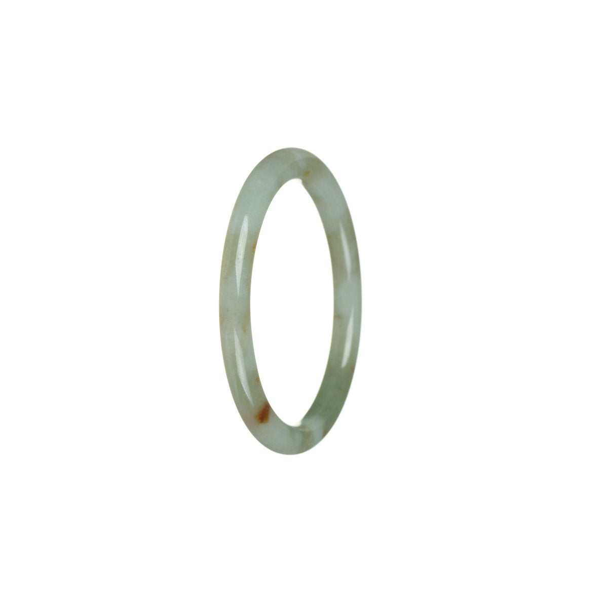 A close-up image of a delicate green jade bangle bracelet designed for a child. The smooth, round jade stone is a vibrant shade of green and is set in a simple, elegant gold-tone setting. The bangle is small in size, perfect for a child's wrist.