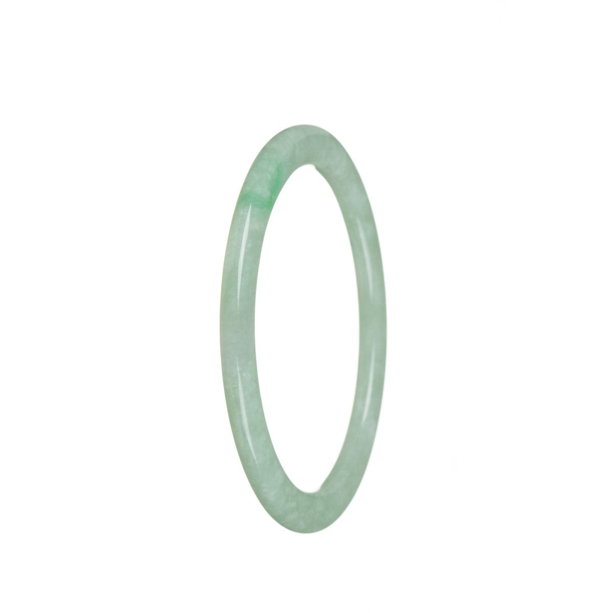 A beautiful oval-shaped green jadeite bangle bracelet, crafted with real grade A jadeite. The bracelet measures 57mm in diameter. Designed by MAYS™.