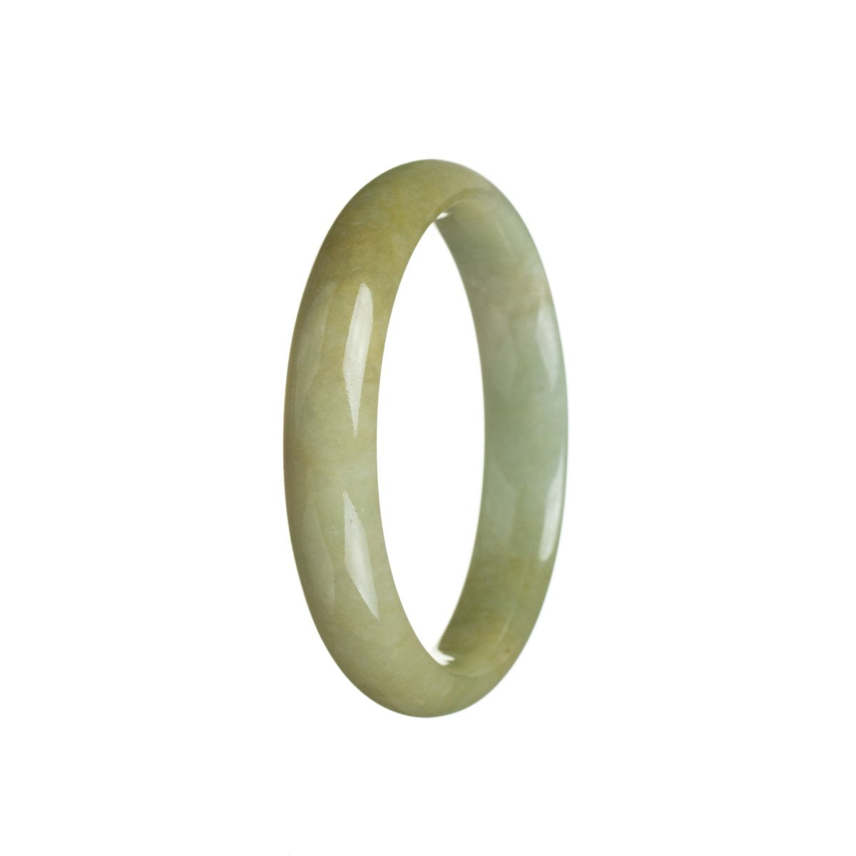 A beautiful brownish green jade bracelet in a half moon shape, crafted from genuine Grade A jade.