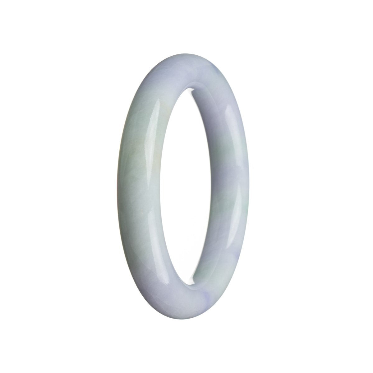 An elegant round lavender jadeite bangle, crafted with genuine Grade A candy jade. Sized at 52mm, this bangle from MAYS GEMS is a stunning accessory.