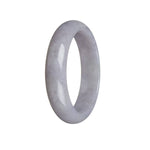 A lavender jade bangle bracelet with a half-moon shape, made from genuine Grade A jade. Perfect for adding a touch of elegance to any outfit.