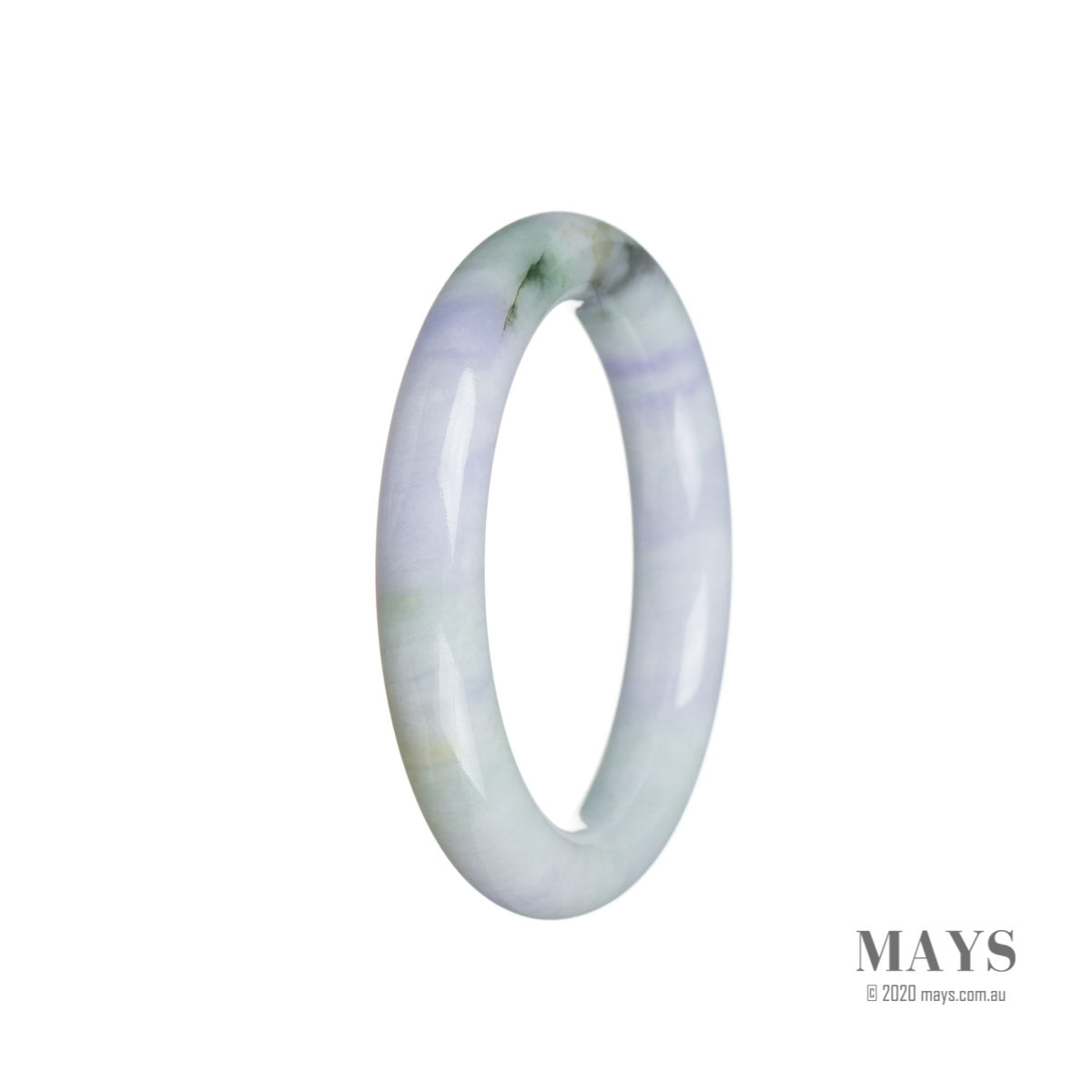 A round lavender Burmese jade bangle with a strong and genuine Grade A Greeb.