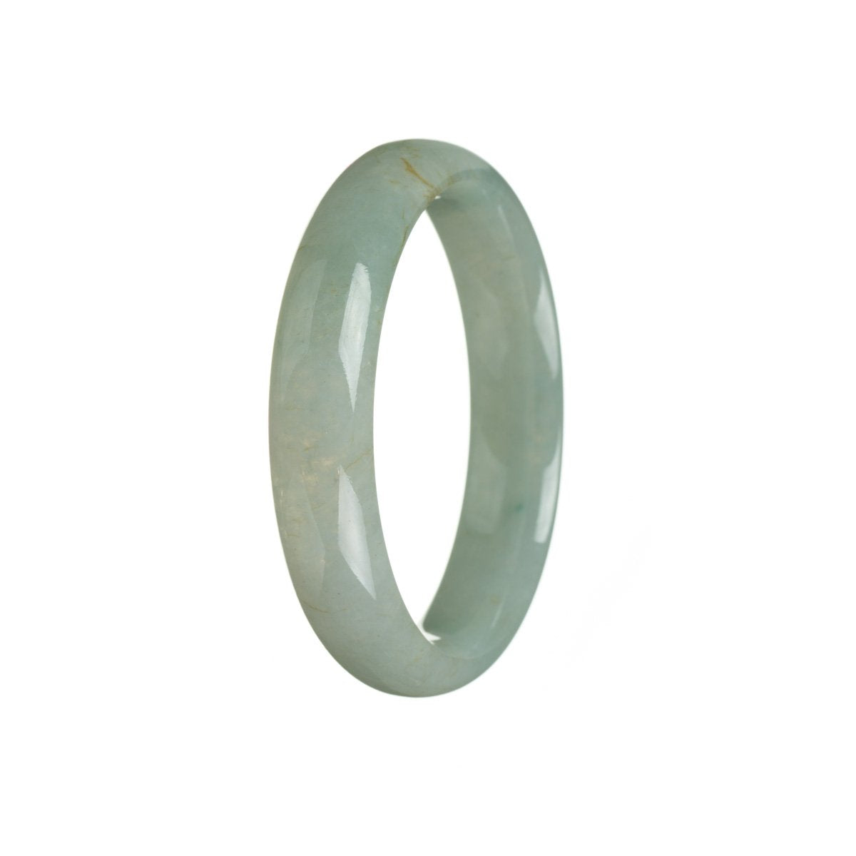 A half moon-shaped green jade bracelet with a genuine grade A traditional design, measuring 56mm. Perfect for adding a touch of elegance to any outfit.