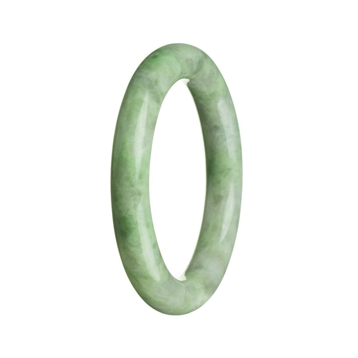 A round Real Grade A Green Jade Bracelet, measuring 56mm in diameter, with the brand name MAYS.