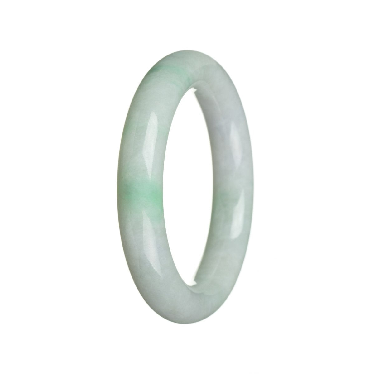 A round untreated green jadeite jade bangle with a 56mm diameter, certified by MAYS GEMS.