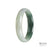 A beautiful green Burmese jade bangle bracelet with a 55mm half moon shape.