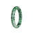 A green jade bangle bracelet with a semi-round shape, untreated and made from genuine traditional jade.