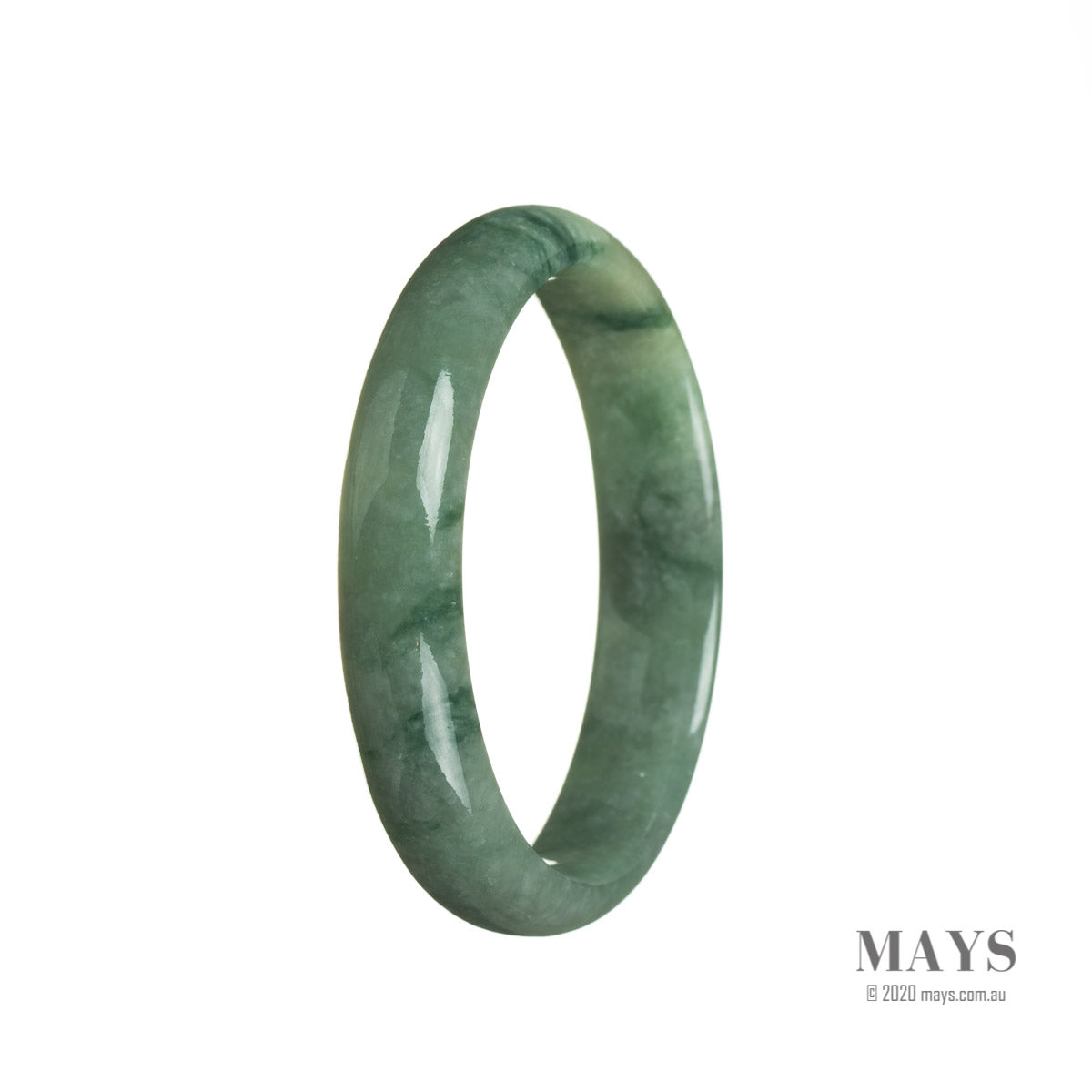A stunning green jade bangle bracelet with a half-moon shape, made from genuine Grade A green jadeite jade. Perfect for adding a touch of elegance to any outfit.