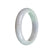 A lavender and green Burmese Jade Bangle in a half moon shape, made with high-quality Grade A jade.