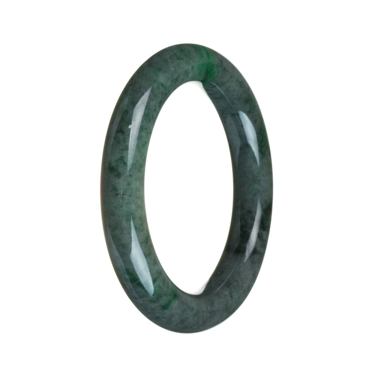 An elegant dark grey jade bangle bracelet with a green section, handcrafted with the finest quality. The bracelet has a traditional design and is 57mm in round shape. A stunning accessory by MAYS™.