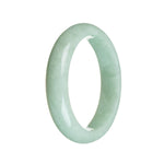 A light green Burma Jade bangle with a half-moon shape, untreated and genuine.