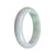 A half moon-shaped bracelet made of genuine Grade A light lavender and green Jadeite Jade, crafted by MAYS GEMS.