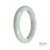 A close-up image of a 58mm semi-round lavender jade bangle. The bangle is certified as natural and features a vibrant green color with hints of lavender. It is a stylish and elegant piece of jewelry from the brand MAYS.
