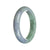 A half moon-shaped bracelet made of genuine Type A Strong Lavender with green Burmese Jade, measuring 57mm.