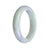 A pale green and lavender Burma Jade bracelet, certified Grade A, featuring a 58mm half moon shape. Crafted by MAYS™.
