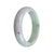 A lavender and green traditional jade bangle with a real grade A quality. It features a 59mm half moon shape, and is a beautiful piece from the MAYS collection.