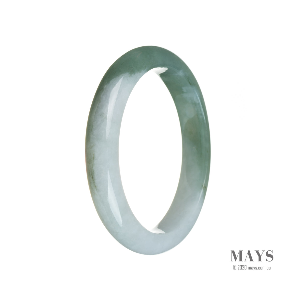 A bangle bracelet made of real untreated lavender with a green jade center, shaped like a half moon.