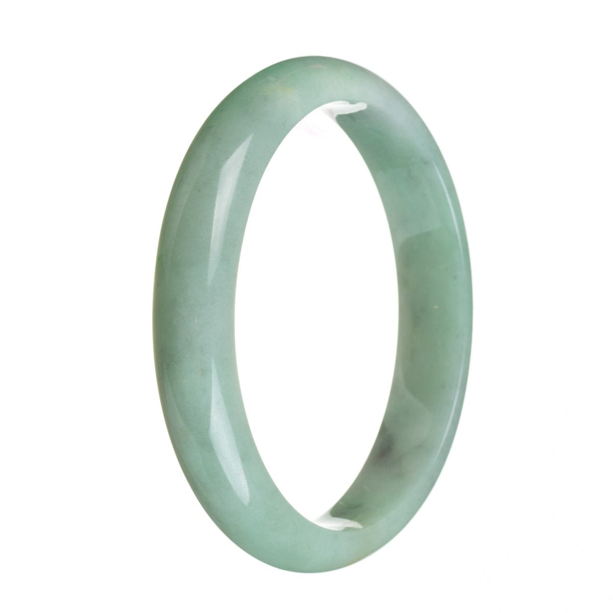 A beautiful light green jadeite bracelet in a half moon shape, measuring 83mm. Perfect for adding a touch of elegance to any outfit.
