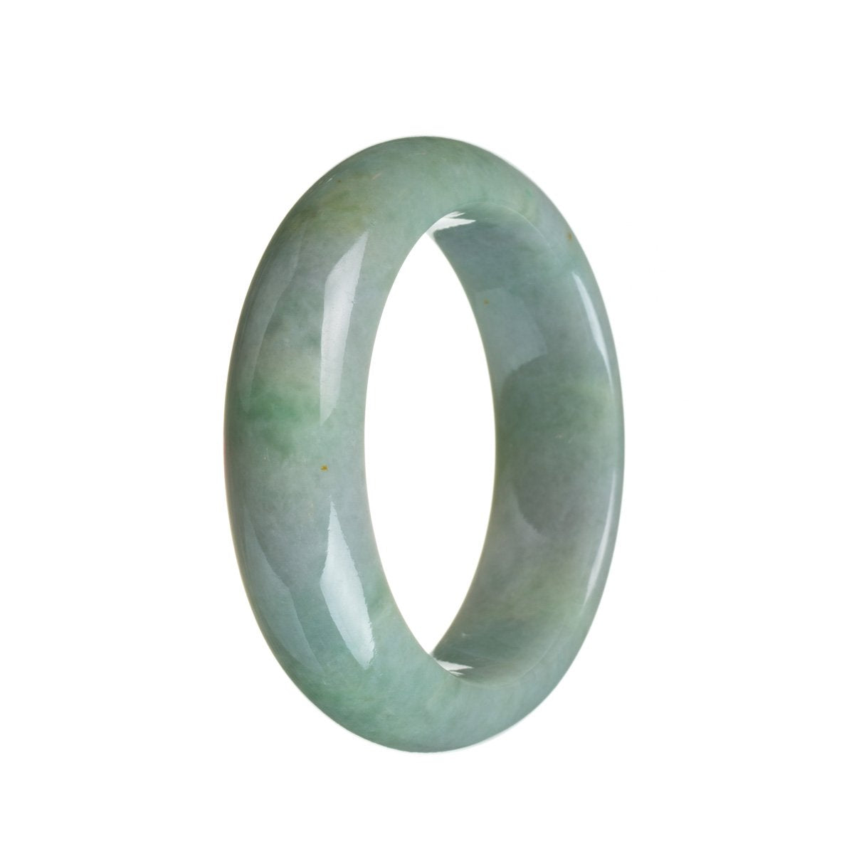 A light green Jade bracelet with a half moon design, measuring 53mm.