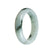 A white Burma Jade bangle bracelet with a genuine Grade A pattern, featuring a 58mm half moon shape. Designed by MAYS.