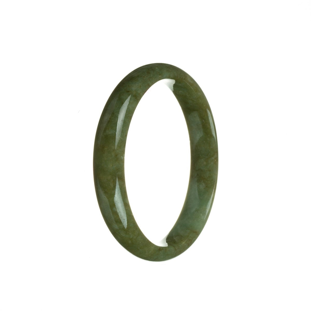Genuine Untreated Brownish green Jadeite Bracelet - 57mm Half Moon