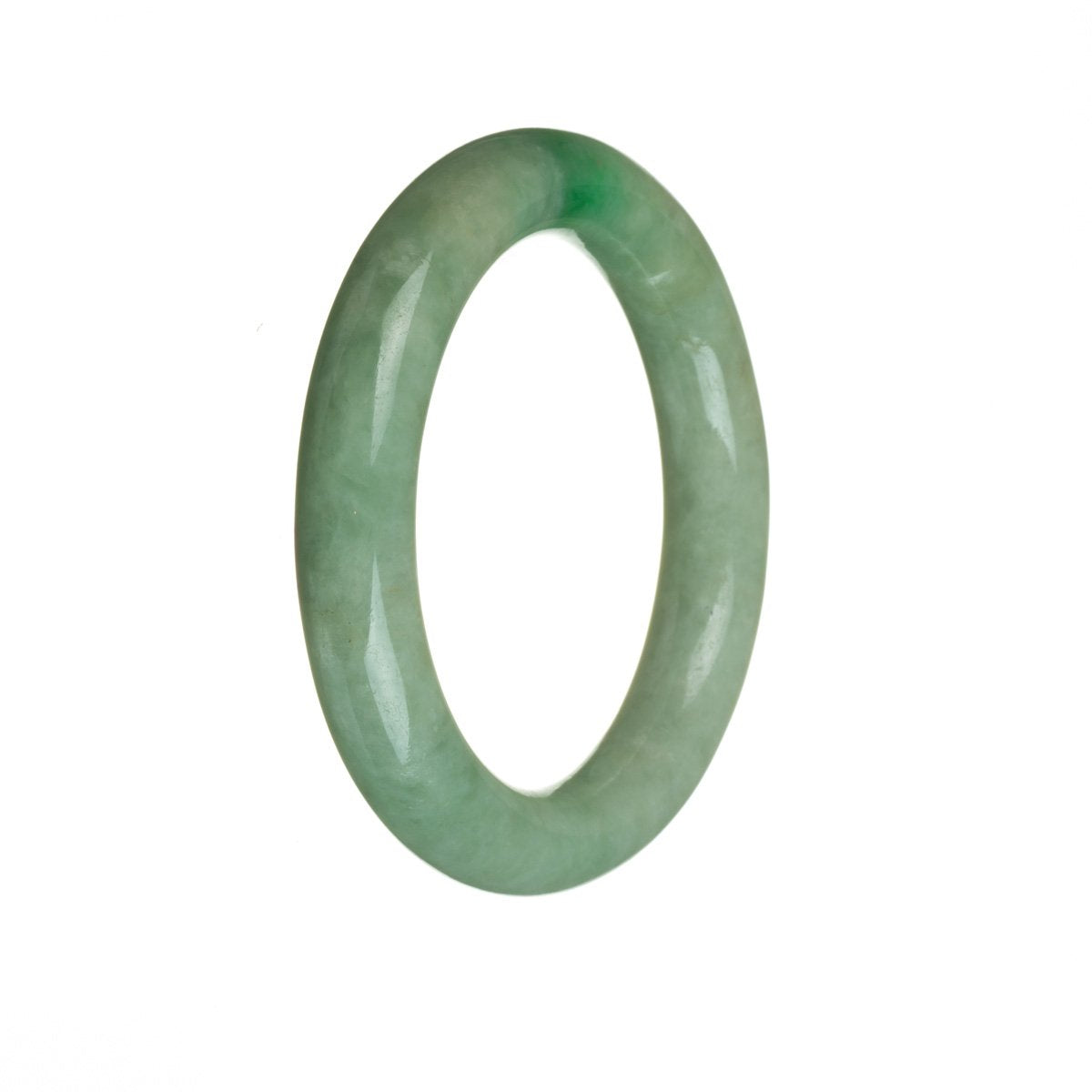 Genuine Natural Green with emerald green Jade Bangle - 54mm Round