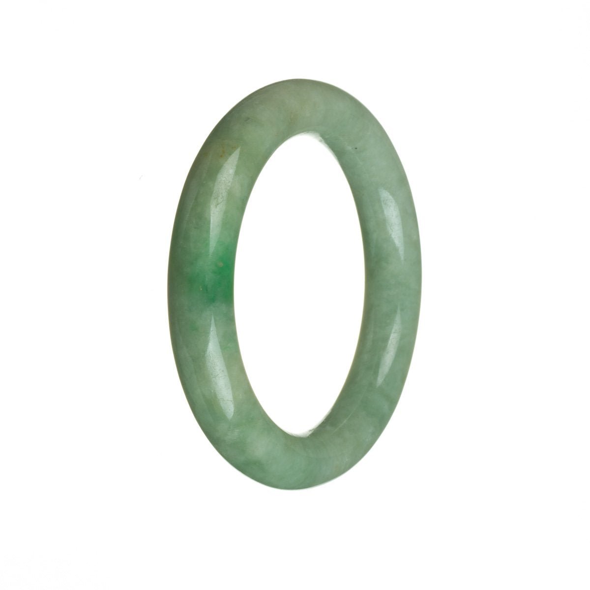 A round emerald green Jadeite bangle bracelet with a natural and vibrant green color.