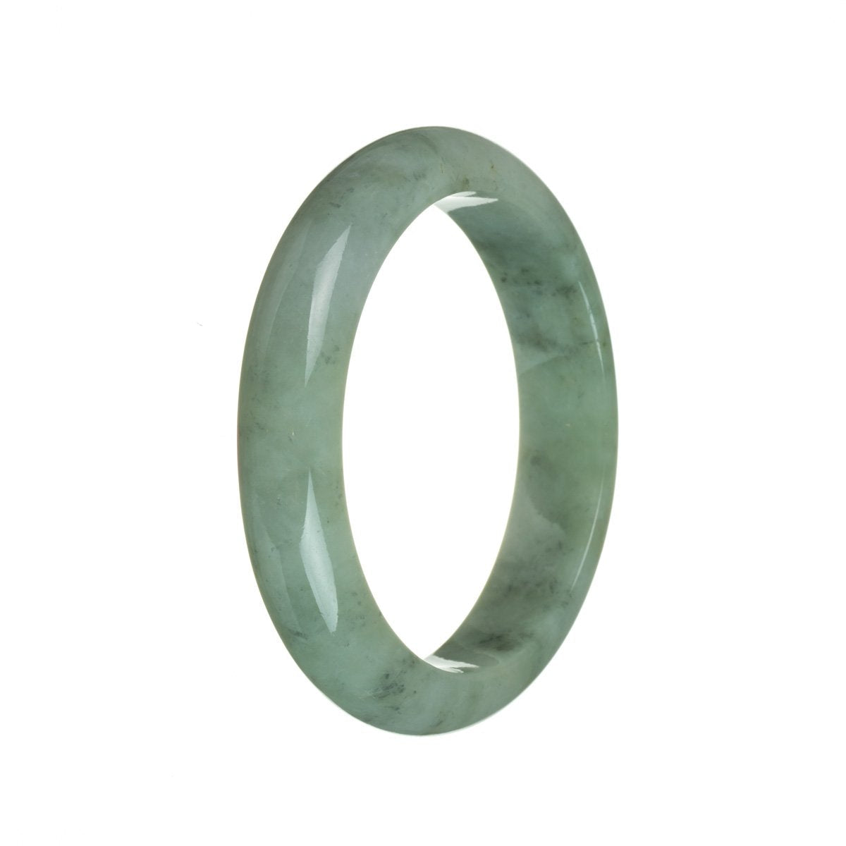 Genuine Grade A Green Traditional Jade Bangle Bracelet - 60mm Semi Round