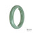 An image of a green jade bangle bracelet with a semi-round shape, measuring 59mm in size. This authentic grade A traditional jade bracelet is a timeless piece from MAYS GEMS.