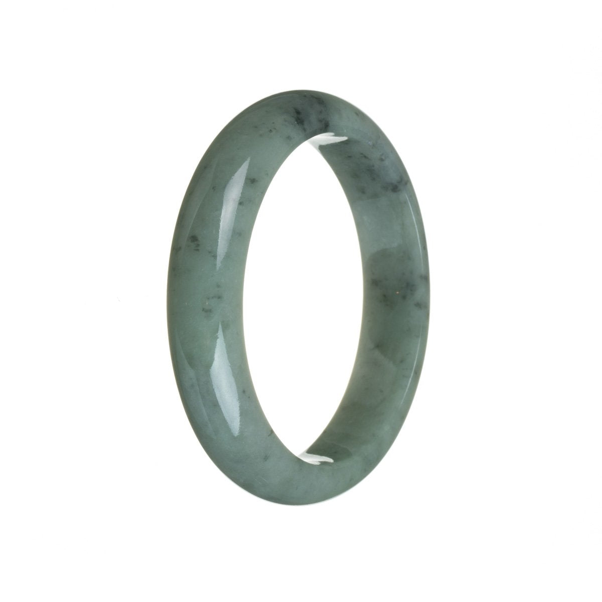 Real Grade A Grey Traditional Jade Bracelet - 59mm Semi Round