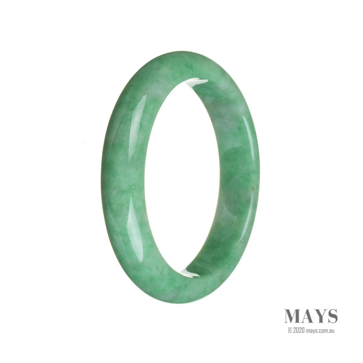 Genuine Grade A Bright green Jadeite Jade Bracelet - 58mm Semi Round