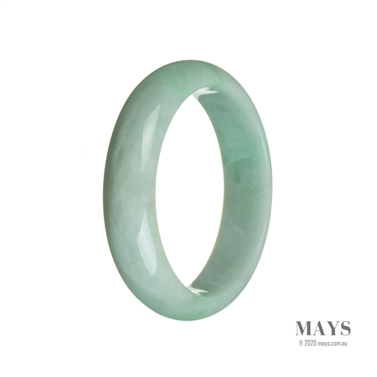 Authentic Grade A Green Burmese Jade Bangle Bracelet - 59mm Semi Round