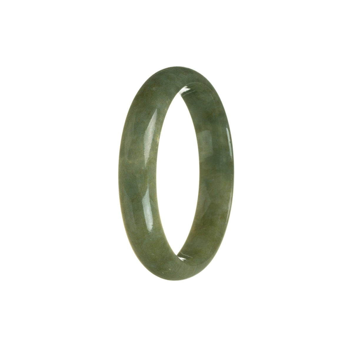 Authentic Grade A Brownish Green Burmese Jade Bangle - 56mm Half Moon