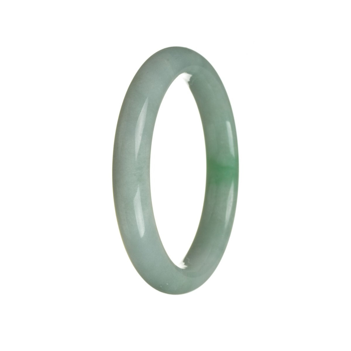A close-up photo of a Real Grade A Green Jade Bracelet, featuring a 62mm Half Moon design. The bracelet is beautifully crafted and displays a vibrant shade of green. The smooth and polished jade stones are arranged in a half-moon shape, creating an elegant and timeless piece of jewelry.