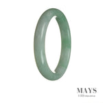 Genuine Grade A Green with White Jadeite Bangle - 63mm Half Moon