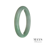 A green and white jadeite bangle with a half-moon shape, made from genuine Grade A jade.