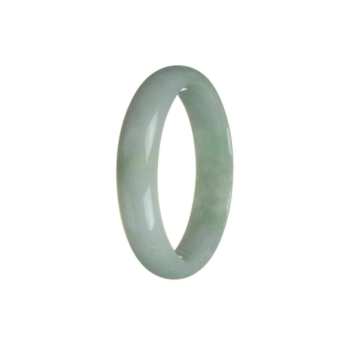 A stunning green and pale lavender jade bracelet with a half moon design, made from high-quality Grade A jade.