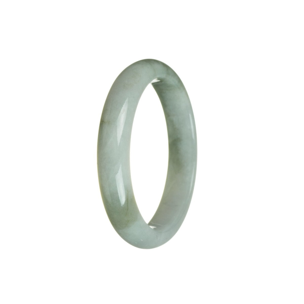 Genuine Grade A White Flower Traditional Jade Bracelet - 55mm Half Moon