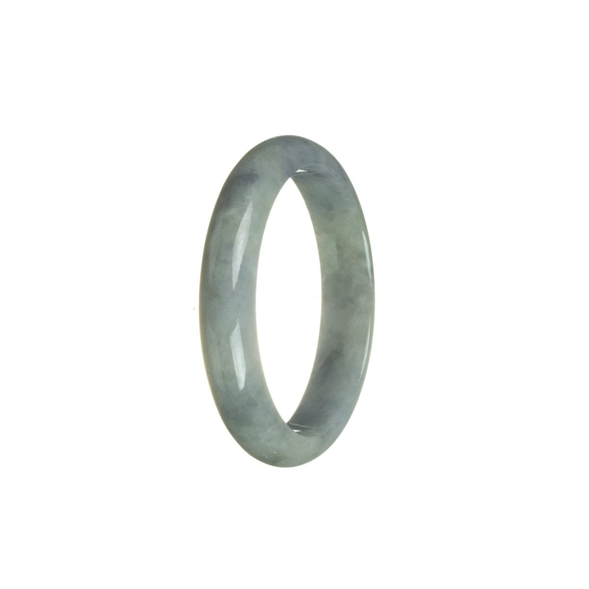 Authentic Grade A Green with Lavender and Grey Burmese Jade Bangle Bracelet - 52mm Half Moon