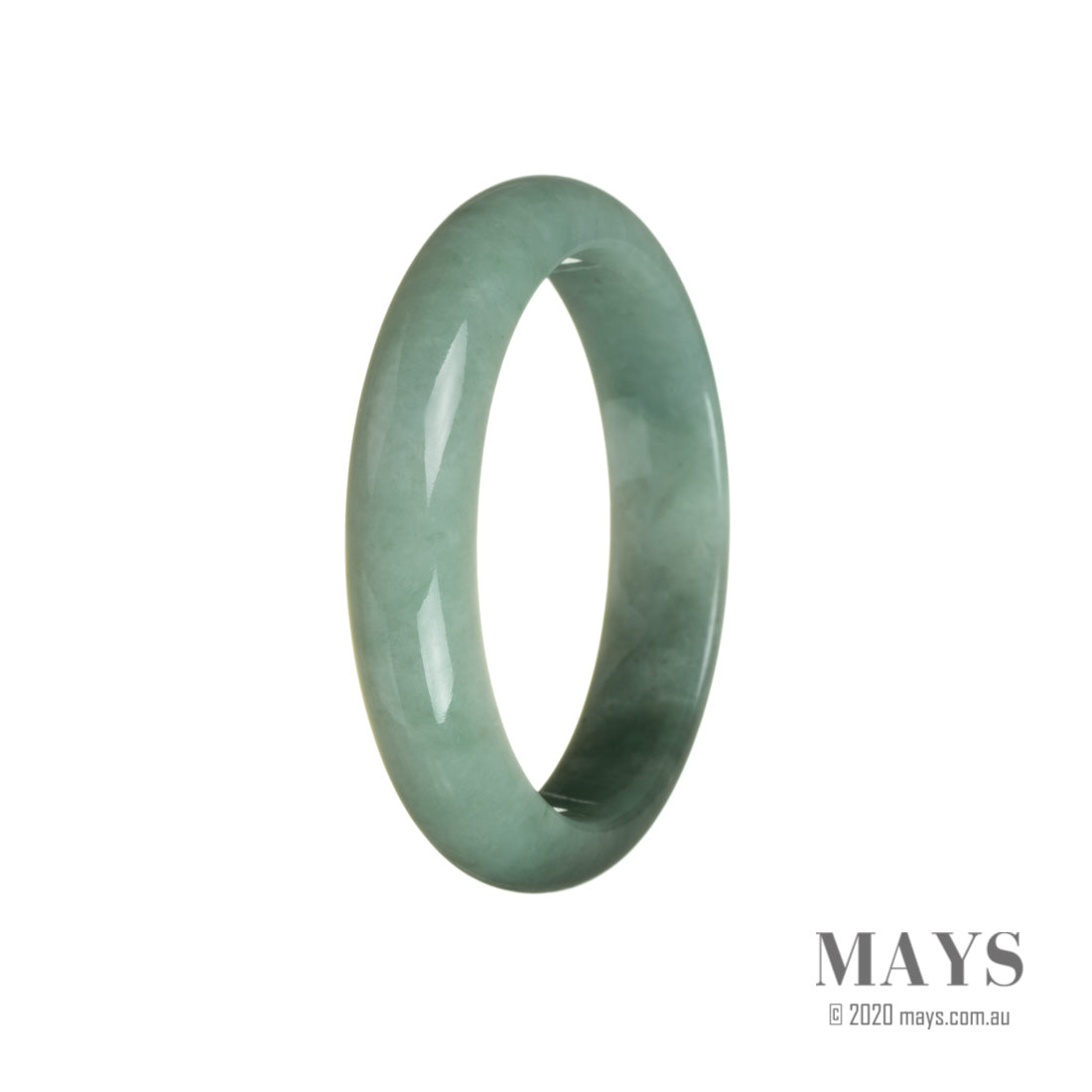 Authentic Type A Green Flower Burmese Jade Bangle Bracelet - 58mm Half Moon