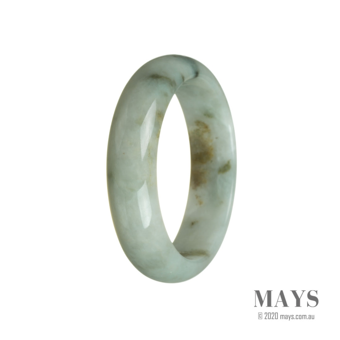 A beautiful pale green Burma Jade bangle bracelet with a 58mm half moon shape.