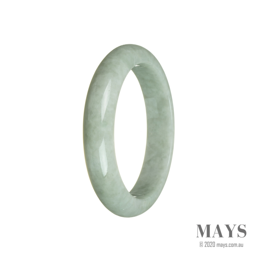Image of an exquisite jade bangle bracelet with a vibrant green hue, featuring a unique half moon shape. This traditional piece is untreated, showcasing the natural beauty of the jade. Perfect for adding a touch of elegance and sophistication to any outfit.