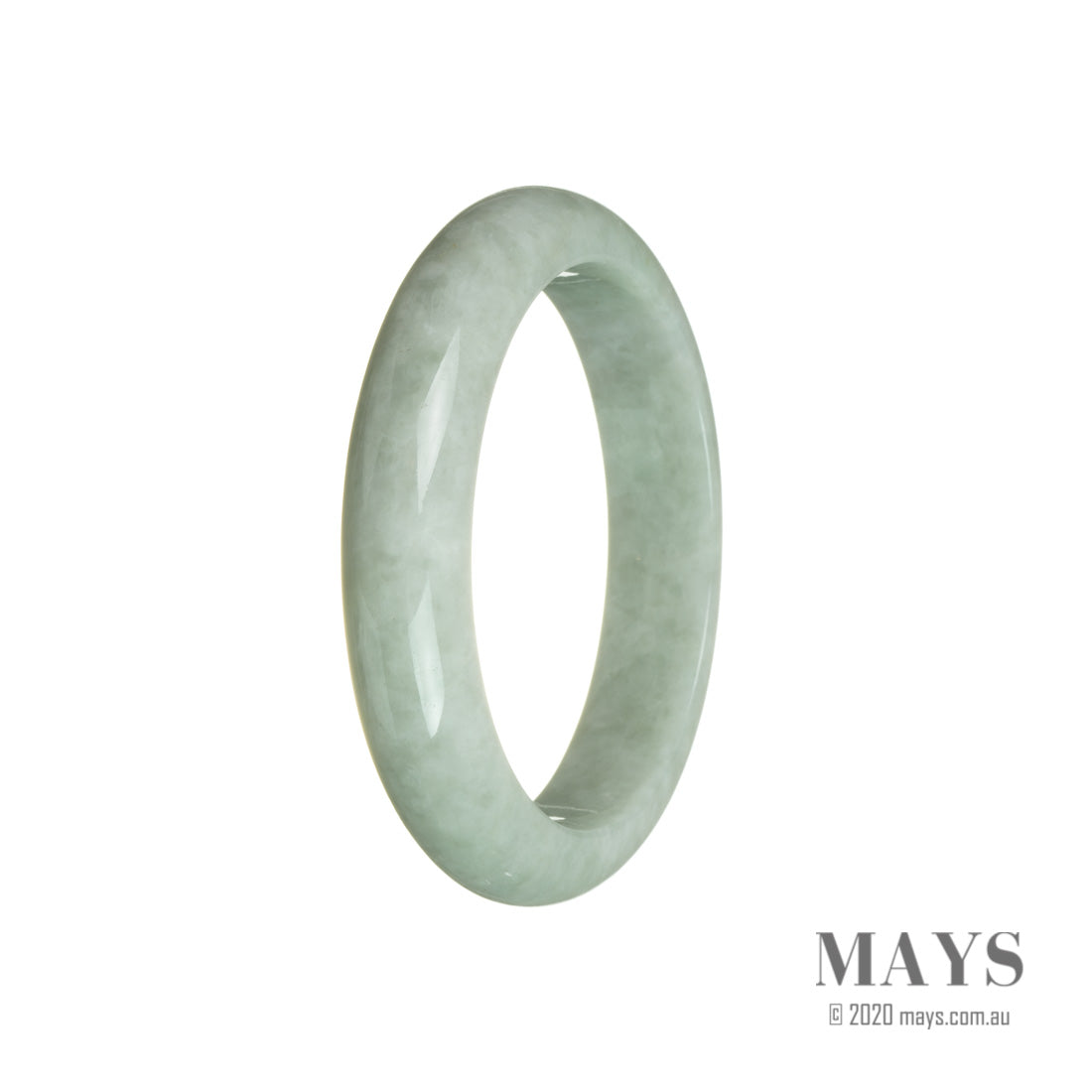 Authentic Untreated Green Traditional Jade Bangle Bracelet - 58mm Half Moon