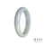 A lavender and green Burmese jade bangle with a half-moon design, made from genuine Grade A jade.